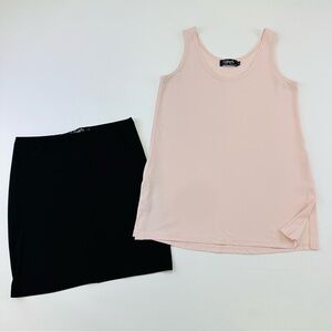 Sympli 2 piece skirt tank Size 6 baby pink tank top black pencil skirt